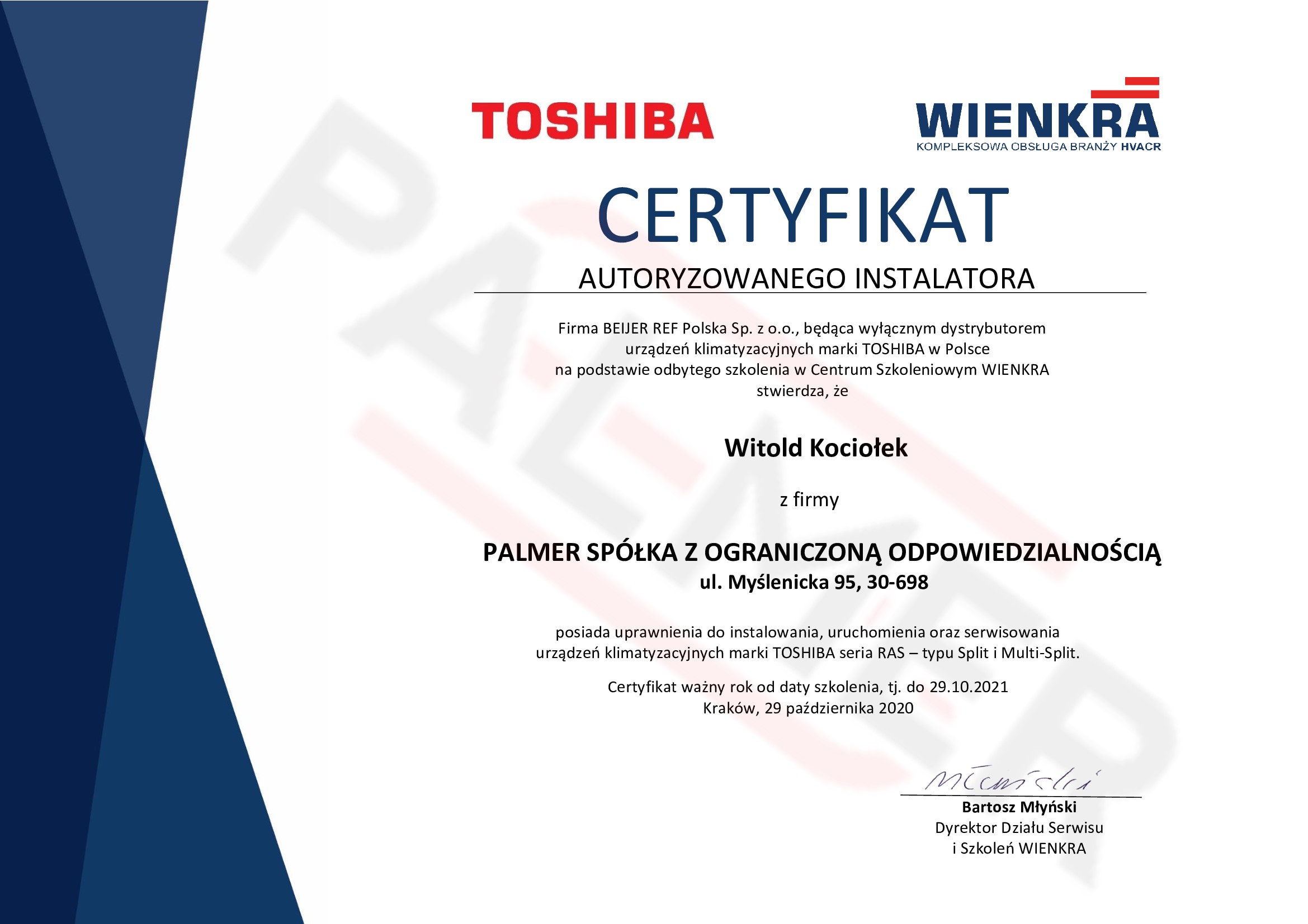Toshiba-do-28-10-2021 Palmer Klimatyzacja, Wentylacja, Pompy ciepła Kraków